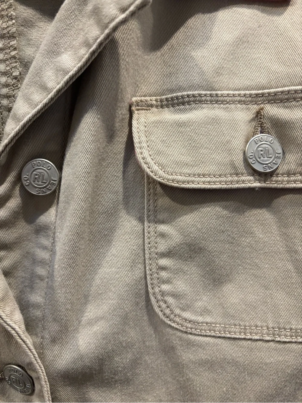 Ralph Lauren Beige Jean Jacket with Pink Lining - Picture 3 of 6